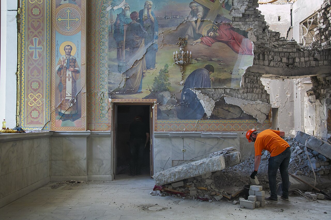 Transfiguration Cathedral in Odesa after Russian missile damage, July 2023