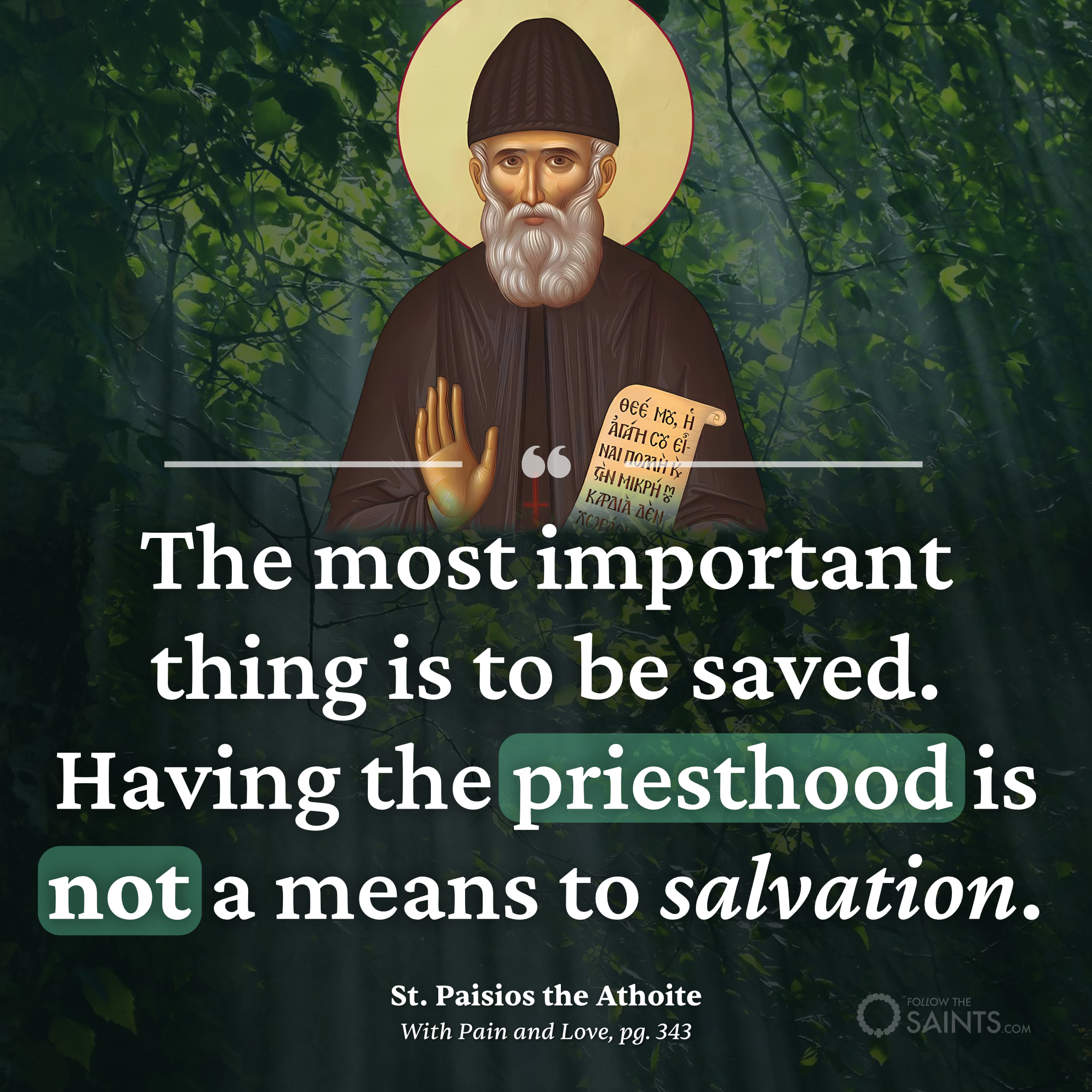 Priesthood is not salvation - St. Paisios the Athonite