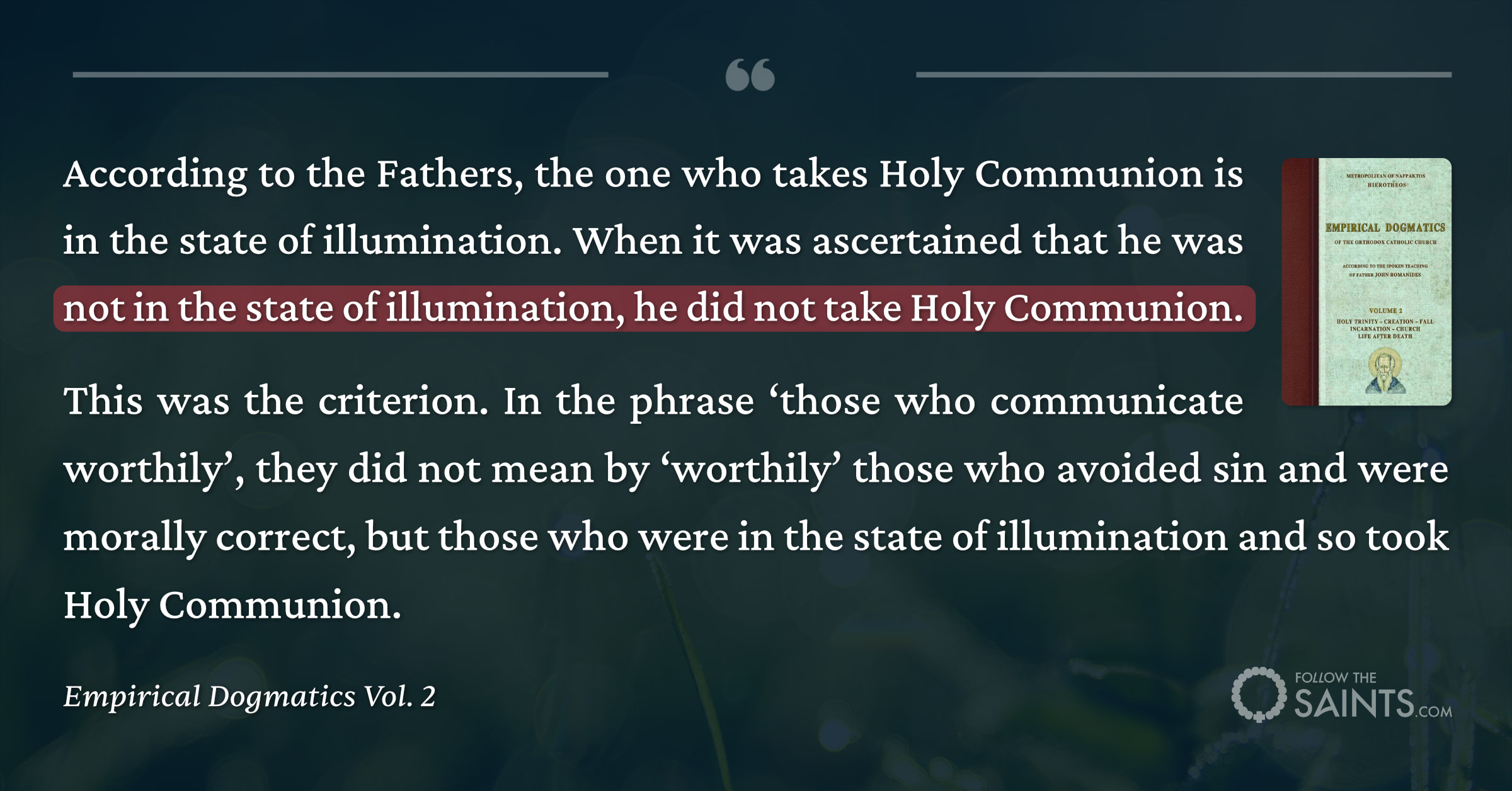 Communion only for the illumined - Unknown