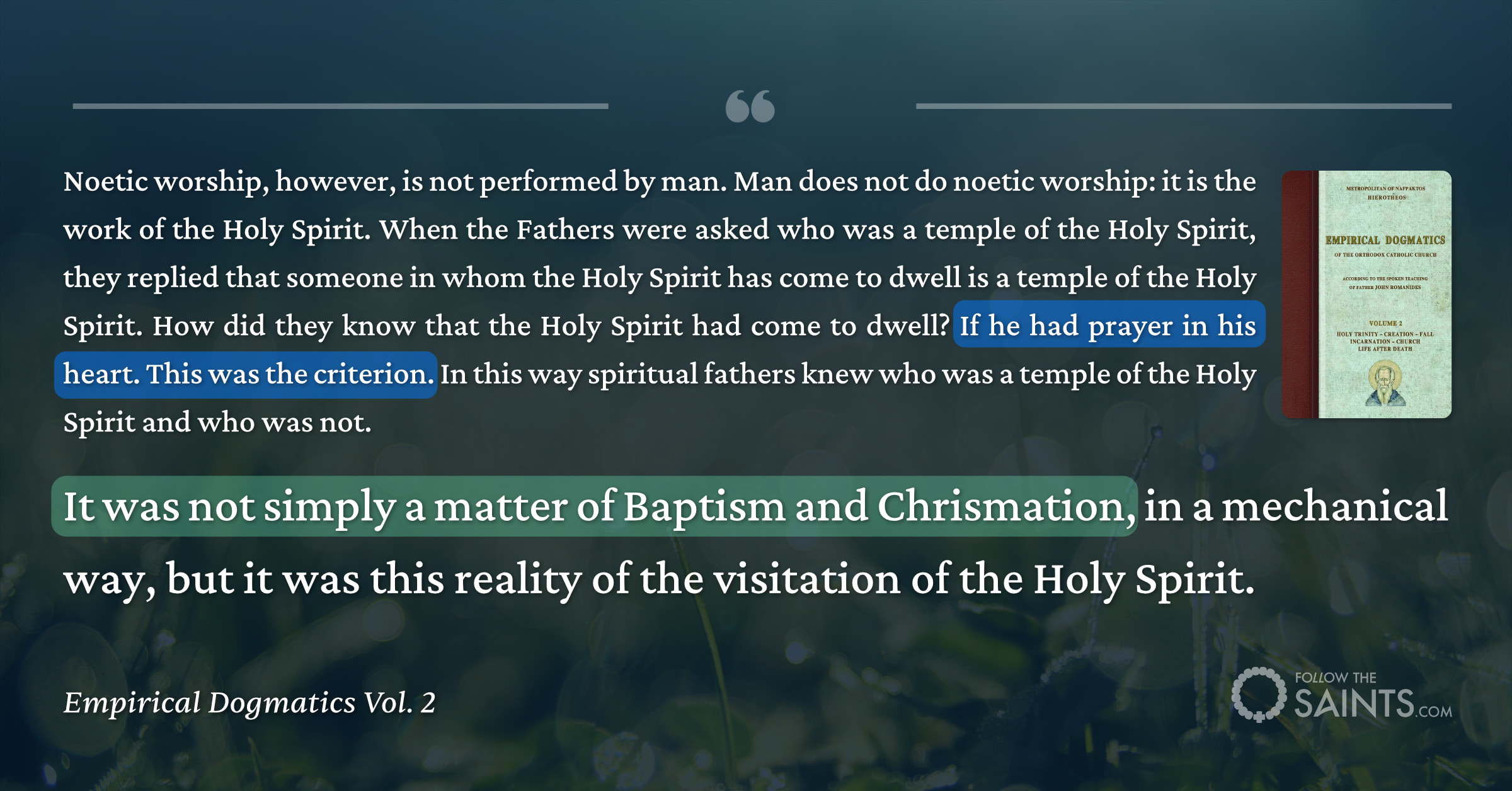 Not simply a matter of baptism and chrismation - Empirical Dogmatics Vol. 2