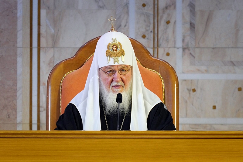 Patriarch Kirill speaking at the plenary session of the XXVI World Russian People's Council, November 2024